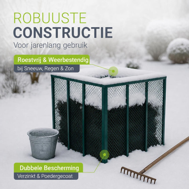 Metalen compostbak – 450 of 800 liter, voor tuin- en keukenafval