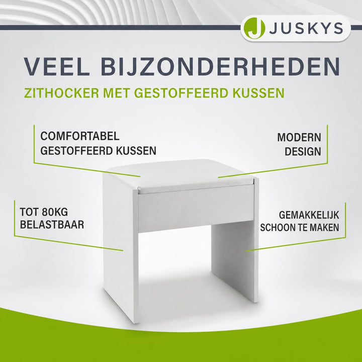 Kaptafelkruk Melly – met kunstleren zitkussen, wit