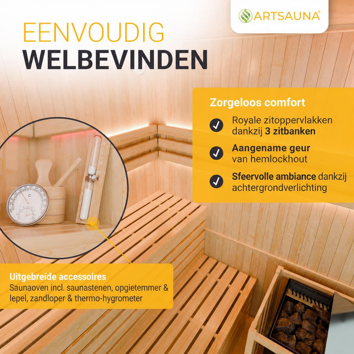 Binnensauna Espoo 150 Premium – 3 personen, Harvia-kachel