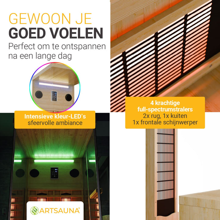 Infraroodcabine Göteborg – 2 personen, volspectrum en bluetooth