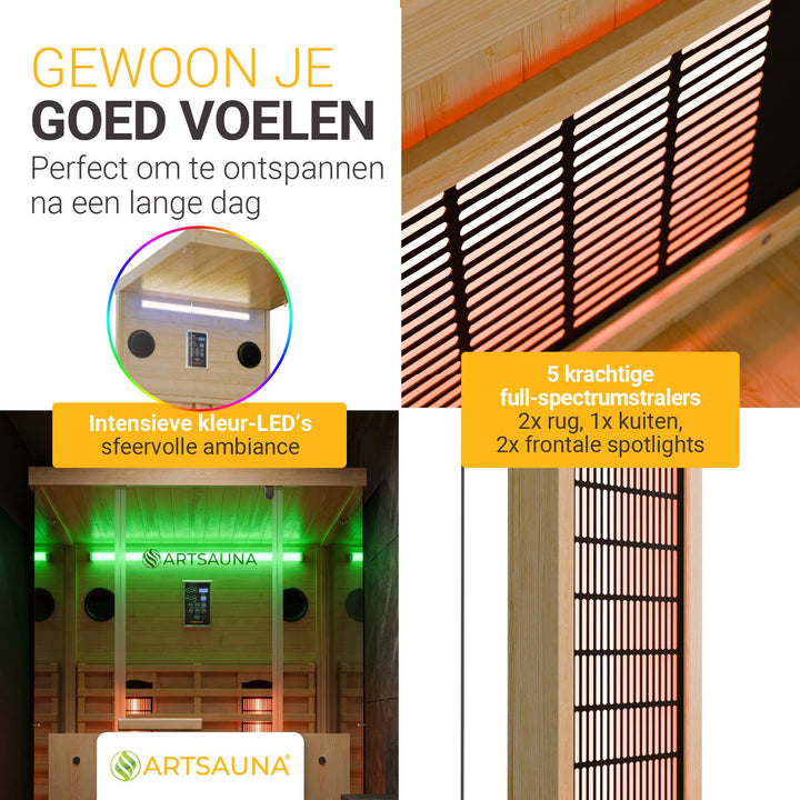 Infraroodcabine Göteborg – 2 personen, volspectrum en bluetooth