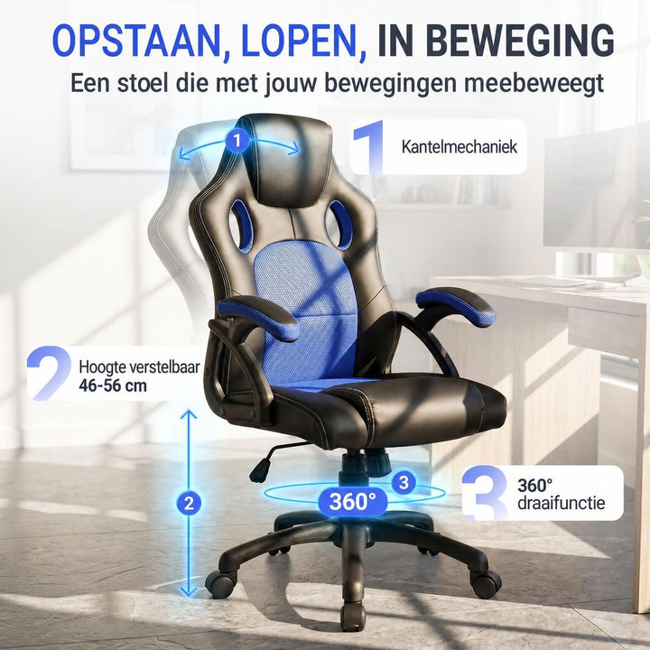 Bureaustoel Montreal in racingdesign – tot 120 kg, zwart