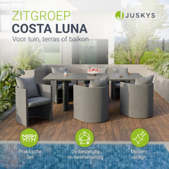 Tuinset Costa Luna – 6 personen, aluminium met fauteuils