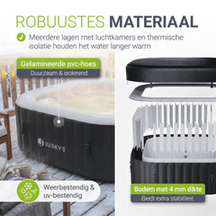 Opblaasbare spa vierkant – 4-6 personen, 185x185 cm, met led