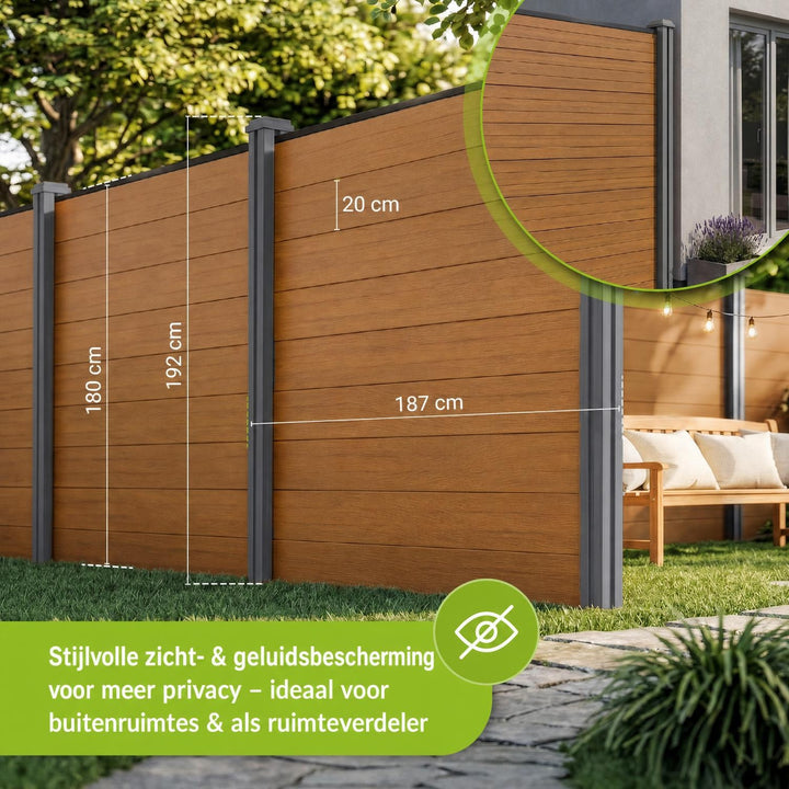 Composiet schutting teak – schuttingelementen met palen