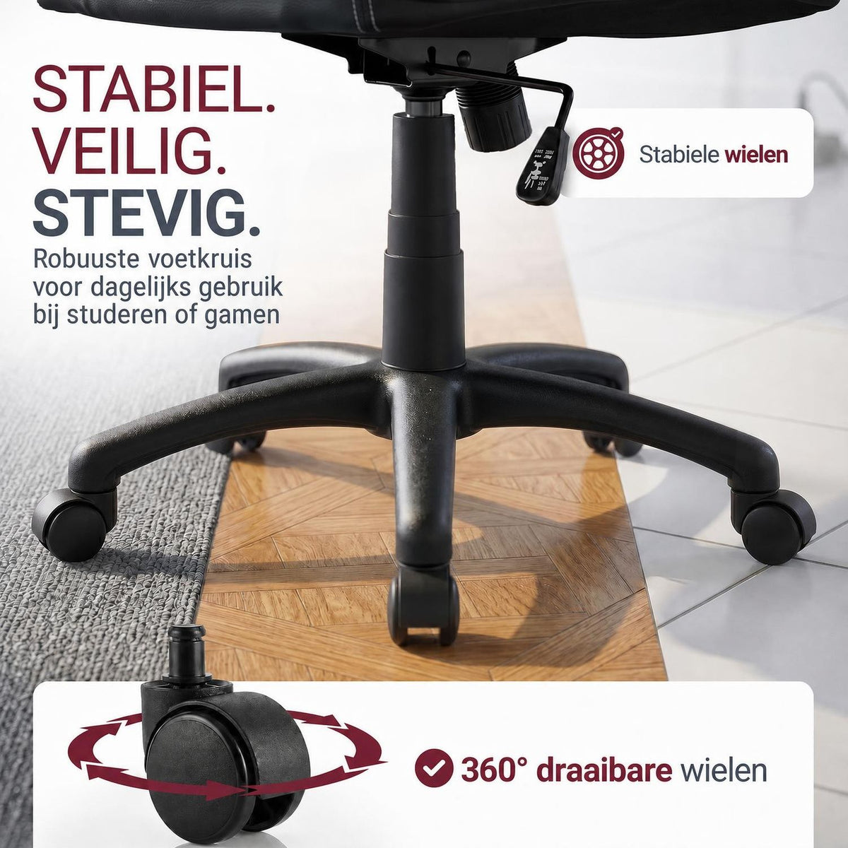 Bureaustoel Montreal in racingdesign – tot 120 kg, zwart
