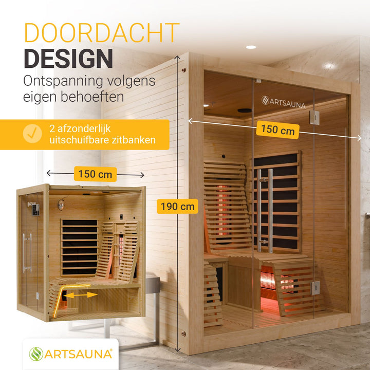 Infraroodcabine Helsinki 150 – 2 personen, hemlockhout