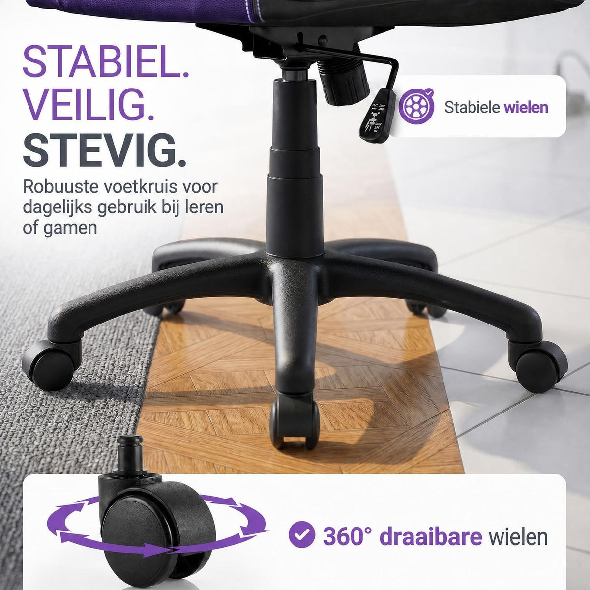 Bureaustoel Montreal in racingdesign – tot 120 kg, zwart