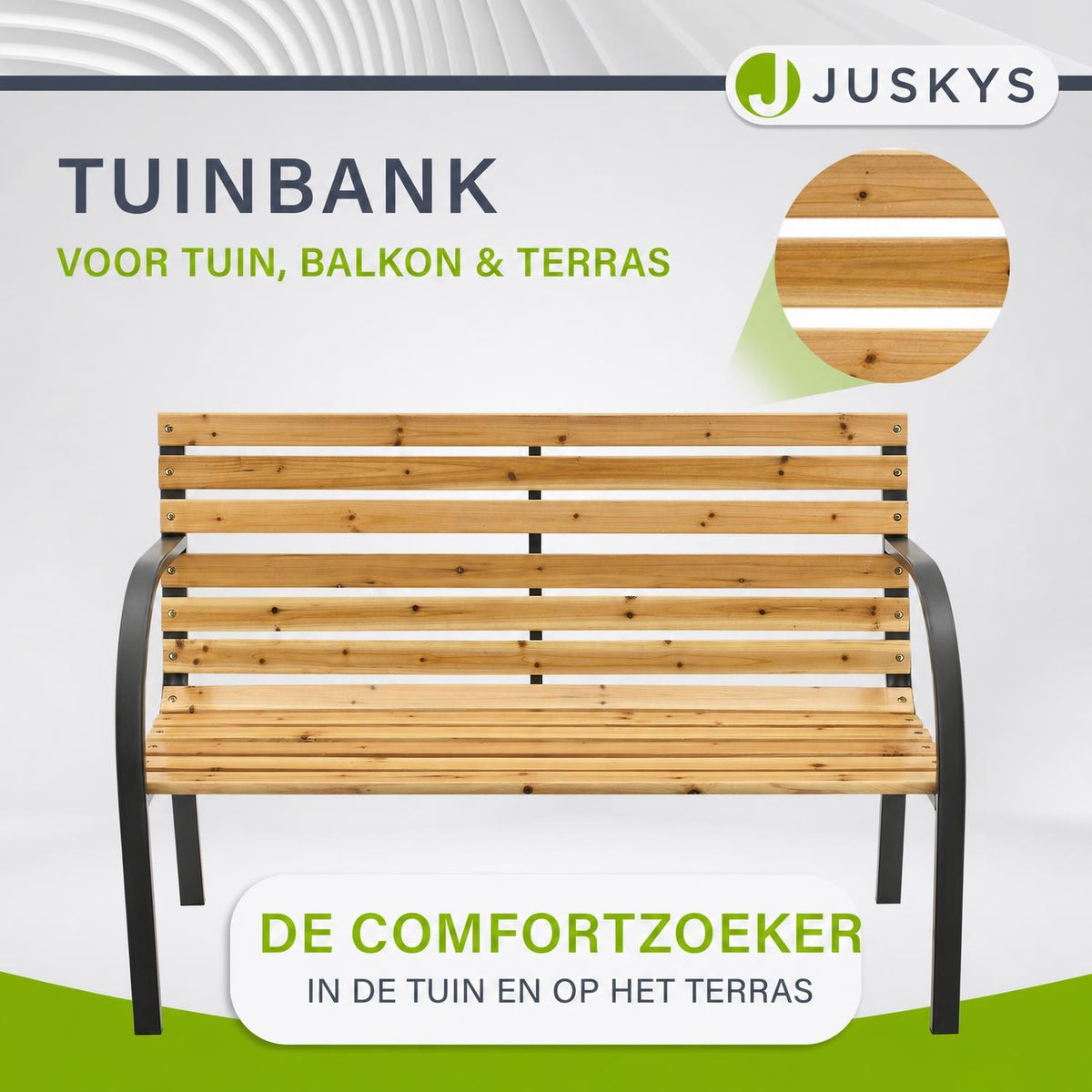 Tuinbank Modena – 120 cm, hout met stalen zijkanten
