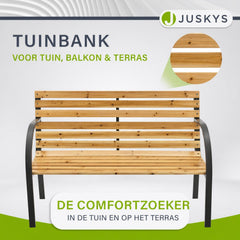 Tuinbank Modena – 120 cm, hout met stalen zijkanten