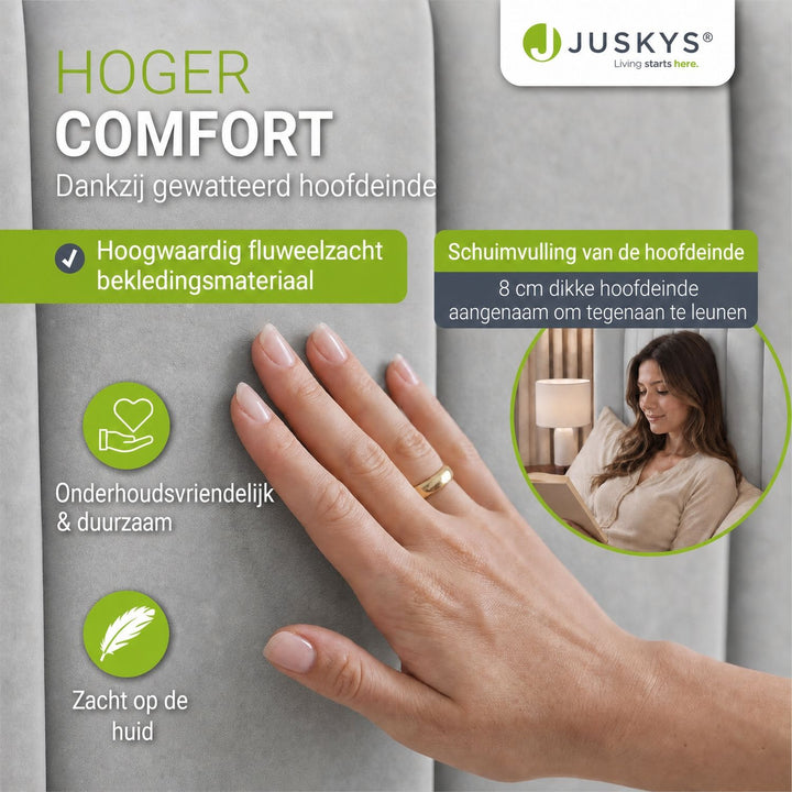 Gestoffeerd bed Savona – fluwelen bekleding met opbergruimte
