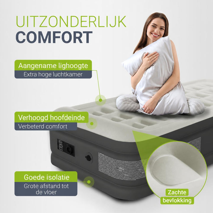 Zelfopblazend luchtbed Sapri – 1 persoon, met ingebouwde pomp