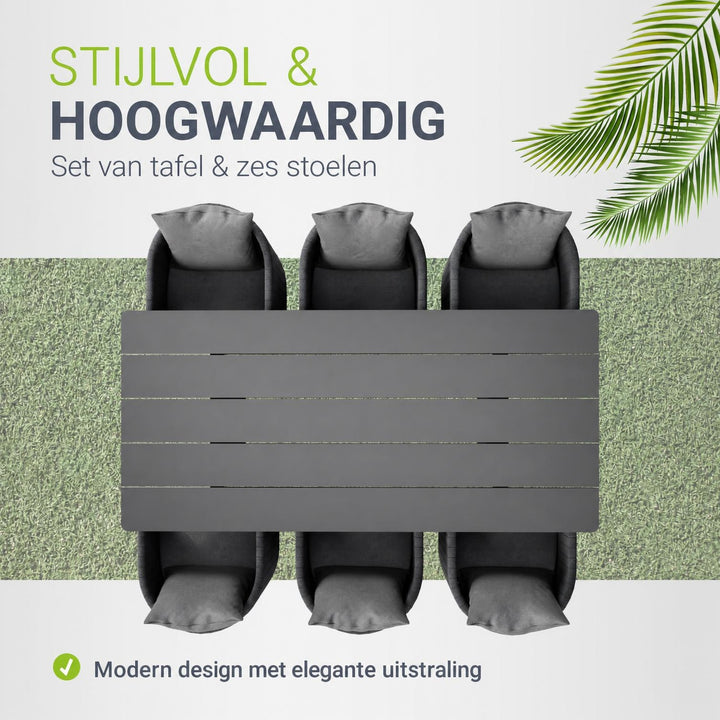 Tuinset Costa Luna – 6 personen, aluminium met fauteuils