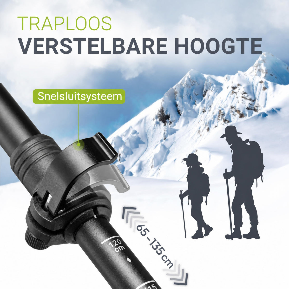 Nordic walking stokken – set van 2, aluminium, telescopisch