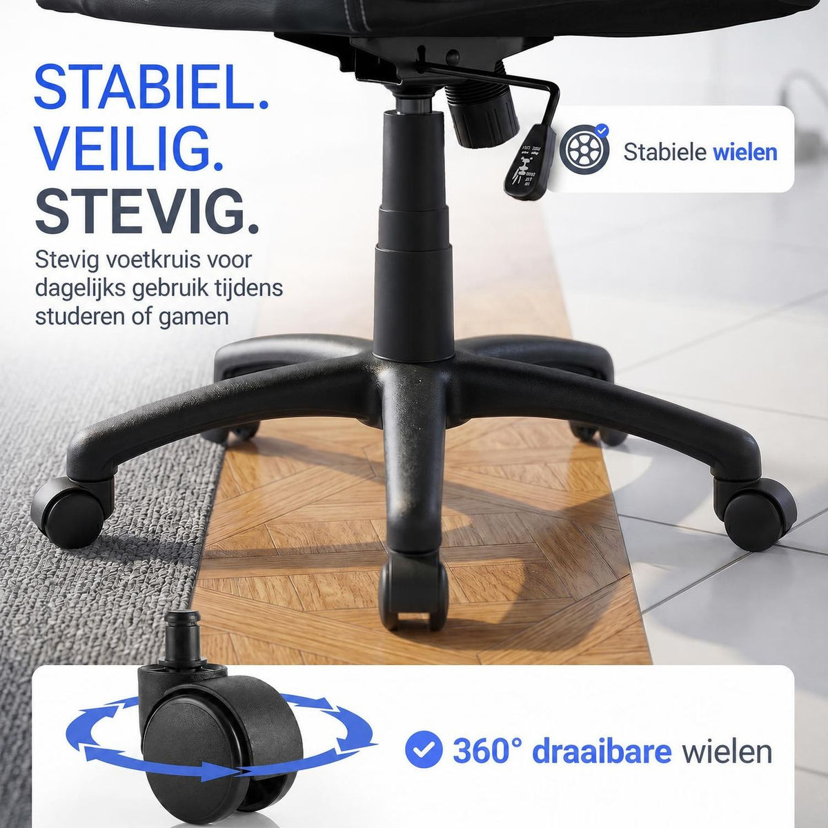 Bureaustoel Montreal in racingdesign – tot 120 kg, zwart