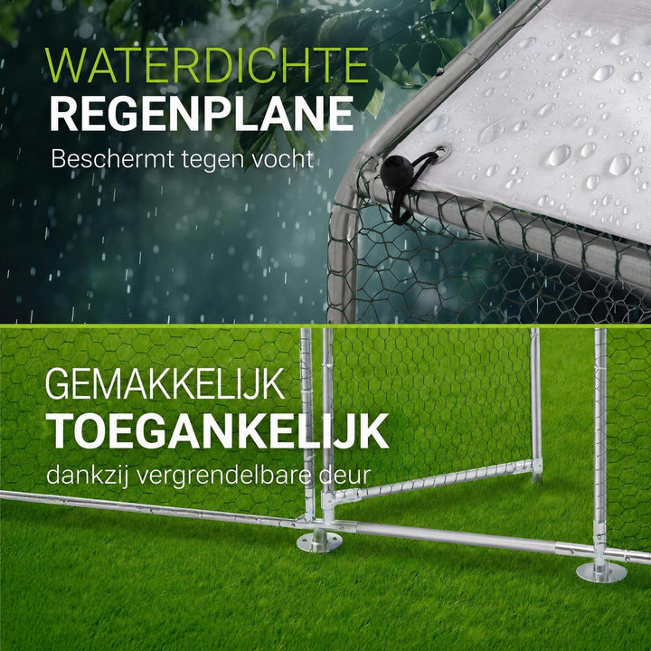 Kippenren HLS25T 2x2x2 m – verzinkt gaas met PE-dekzeil