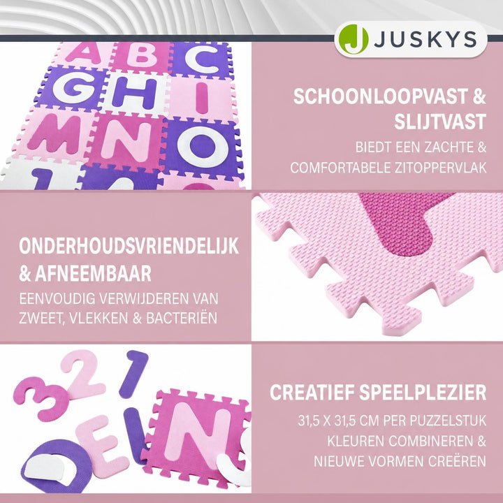 Puzzelmat Kim – 189x189 cm, 36 delen met letters en cijfers