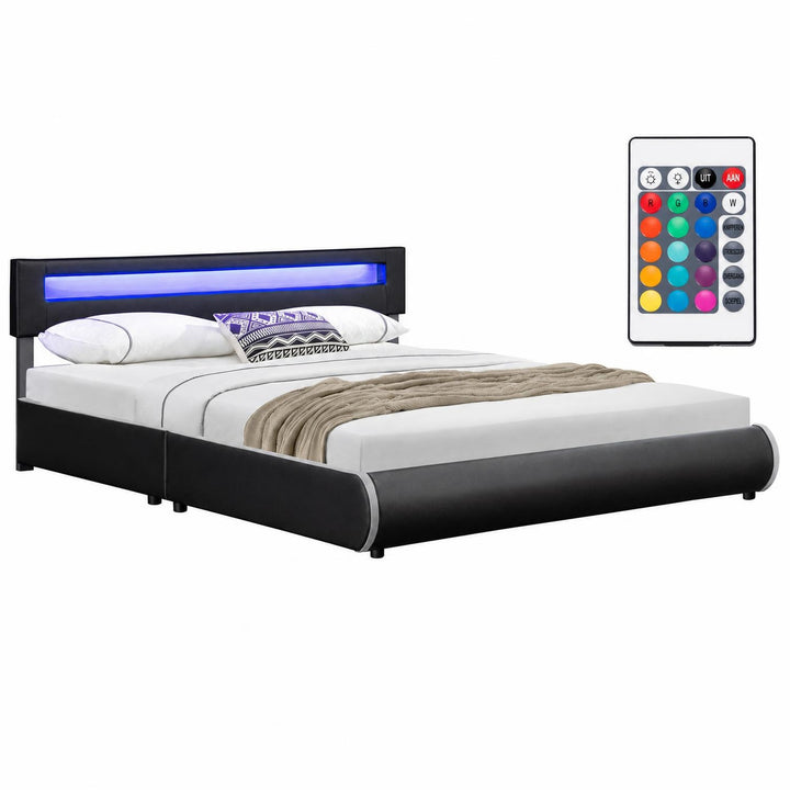 Gestoffeerd bed Sevilla 140x200 cm – wit, met LED-verlichting