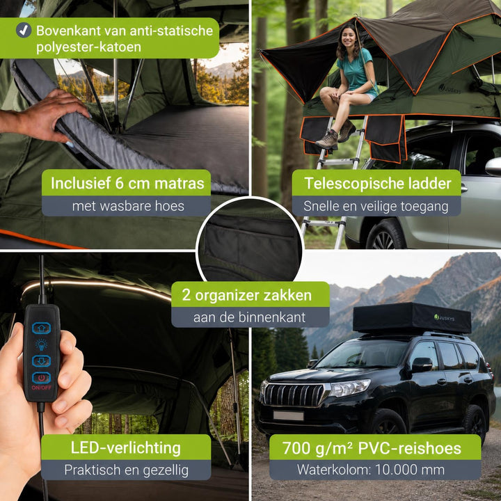 Daktent Lago voor 2-3 personen – aluminium frame en matras