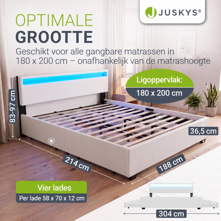 Gestoffeerd bed Lyon – met opbergruimte en lattenbodem