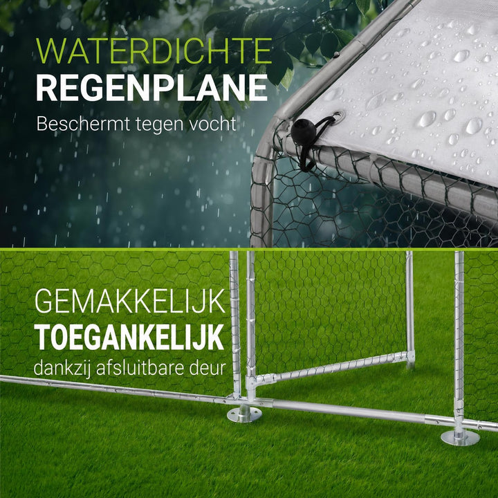 Kippenren HLS25T 2x2x2 m – verzinkt gaas met PE-dekzeil