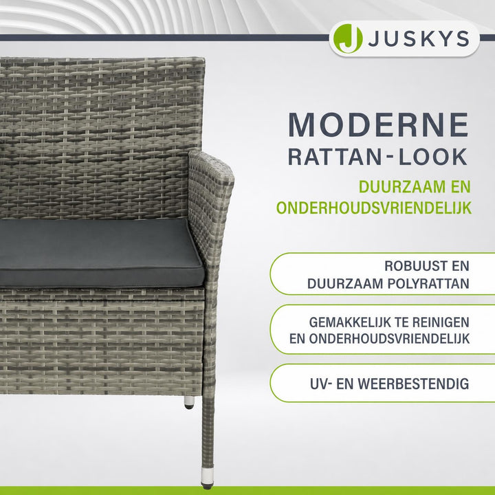 Wicker tuinbank Monaco – 2 personen, 133x63x84 cm met tafel