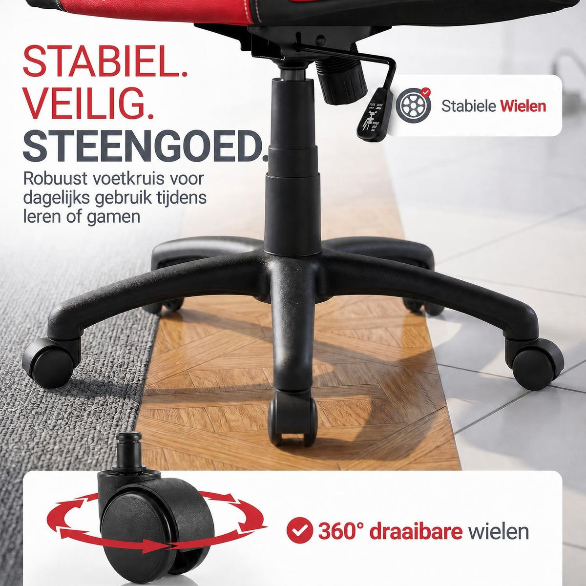 Bureaustoel Montreal in racingdesign – tot 120 kg, zwart