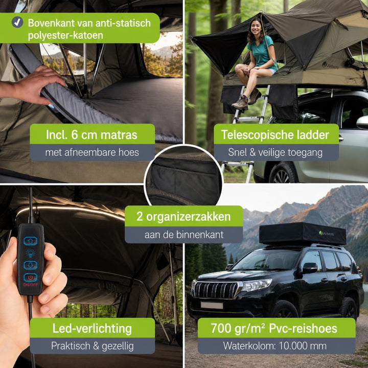 Daktent Lago voor 2-3 personen – aluminium frame en matras