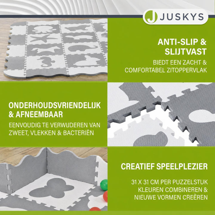 Puzzelmat Kim – 189x189 cm, 36 delen met letters en cijfers