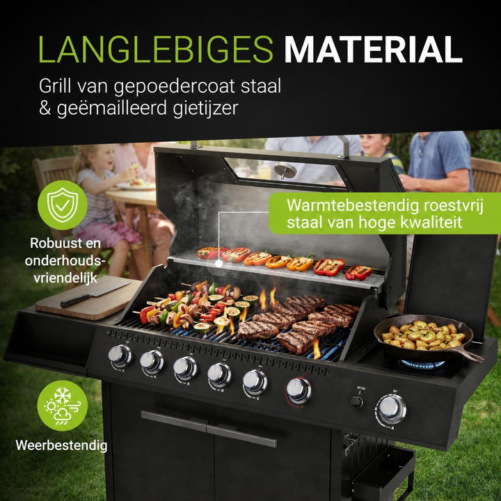 Gasbarbecue Tennessee – 6 branders met zijbrander, 82x42 cm