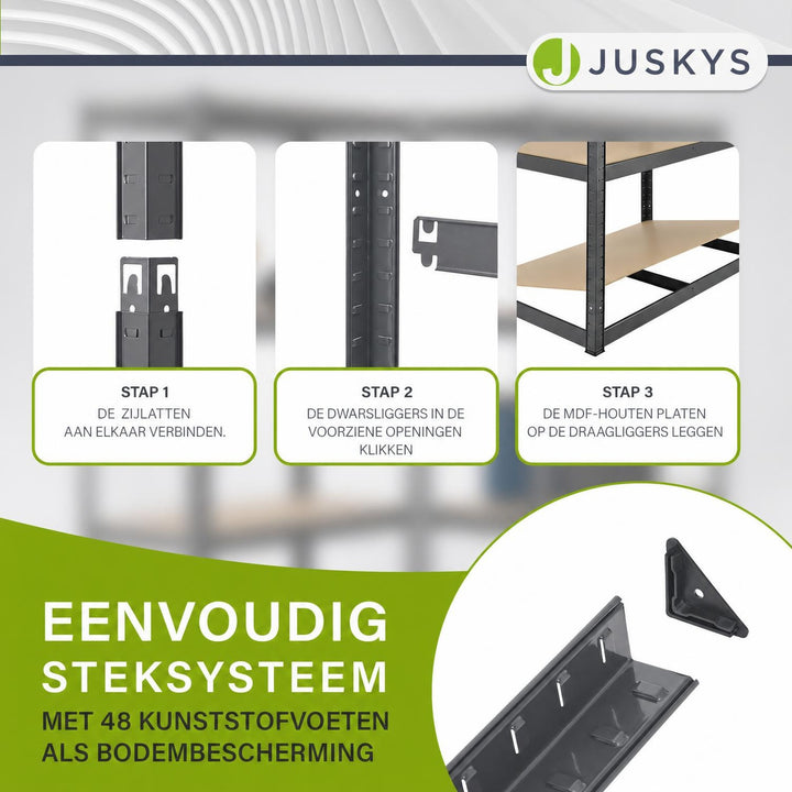 Metalen stellingkast Basic 180x90x40 cm – set van 2 tot 8