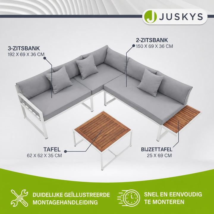 Loungeset St. Tropez – 4 personen, staal en acaciahout