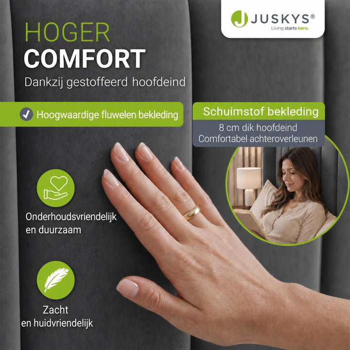 Gestoffeerd bed Savona – fluwelen bekleding met opbergruimte