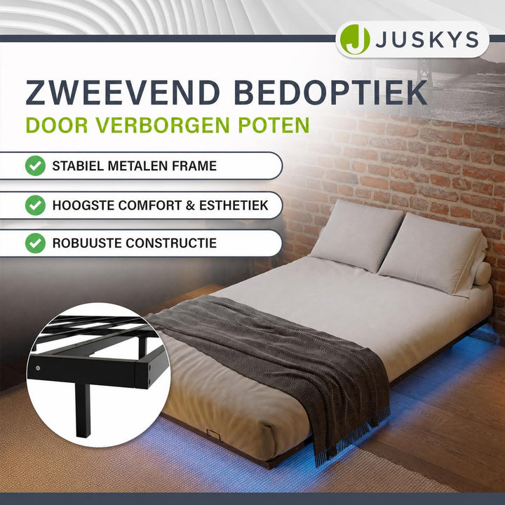 Metalen zwevend bed Palamos 90x200 cm – met LED-verlichting