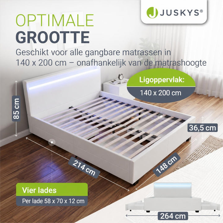 Gestoffeerd bed Lyon – met opbergruimte en lattenbodem