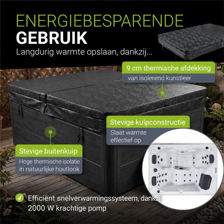 Buitenspa Oasis – 3 personen, 31 massagejets en LED-verlichting