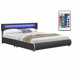 Gestoffeerd bed Sevilla 140x200 cm – wit, met LED-verlichting