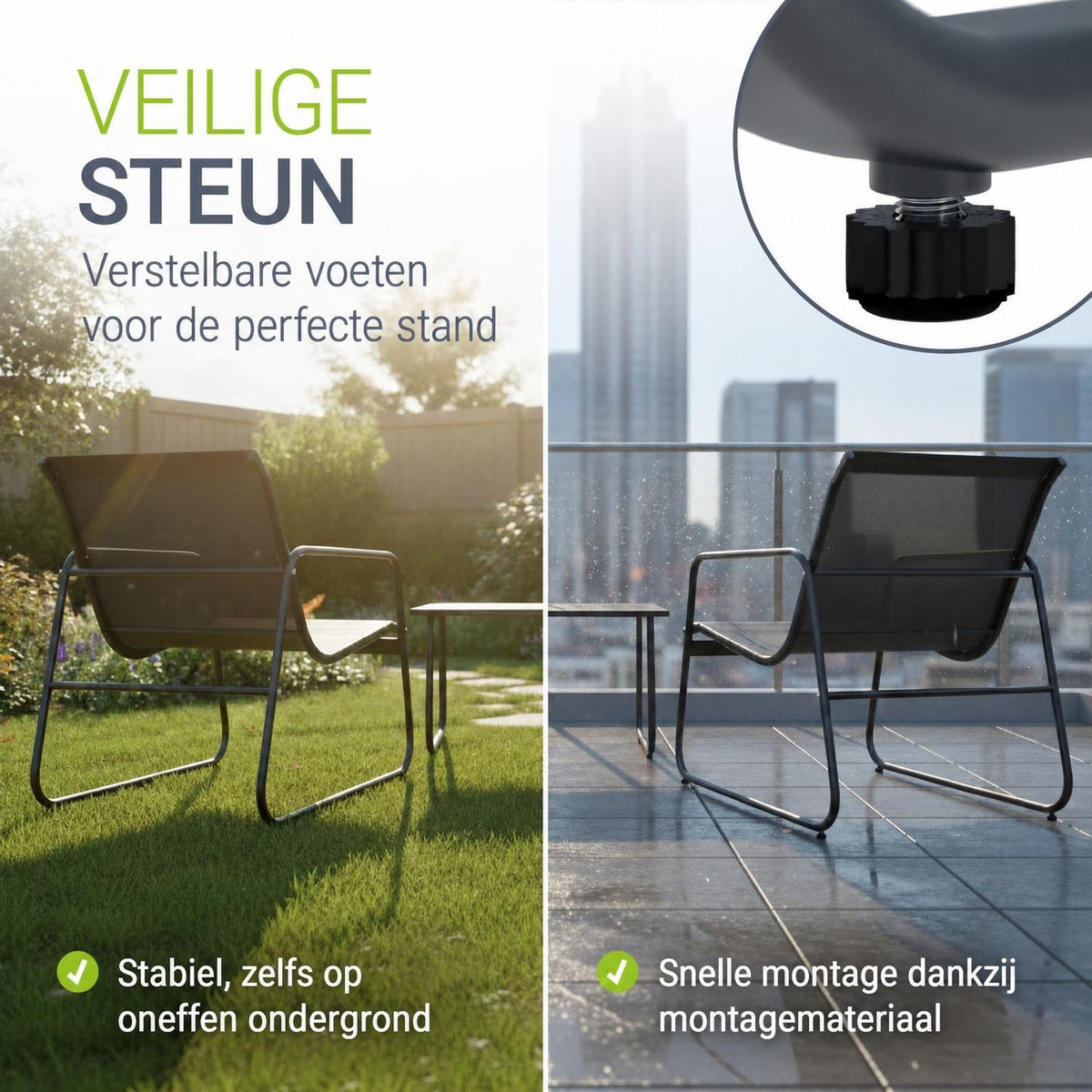 Loungeset Genua – 4-delig met 2-zitsbank, stoelen en tafel