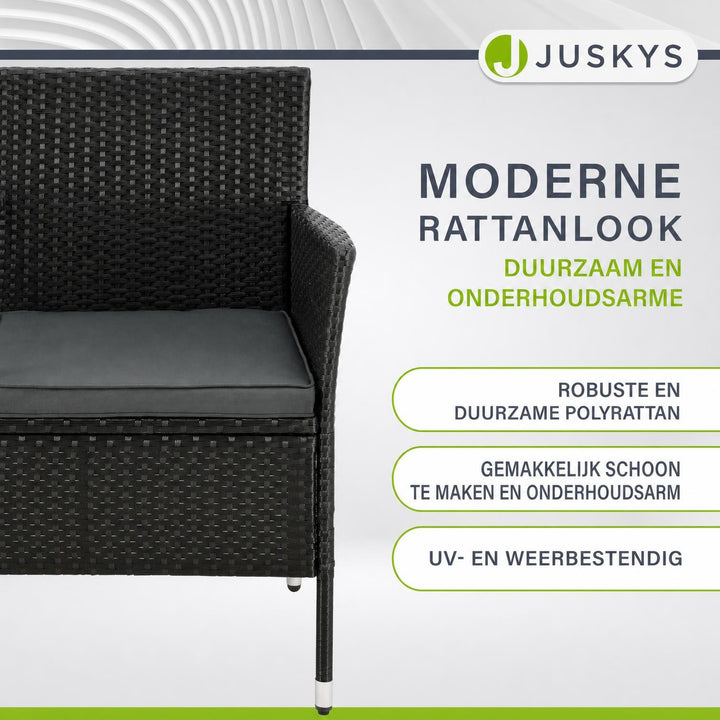 Wicker tuinbank Monaco – 2 personen, 133x63x84 cm met tafel