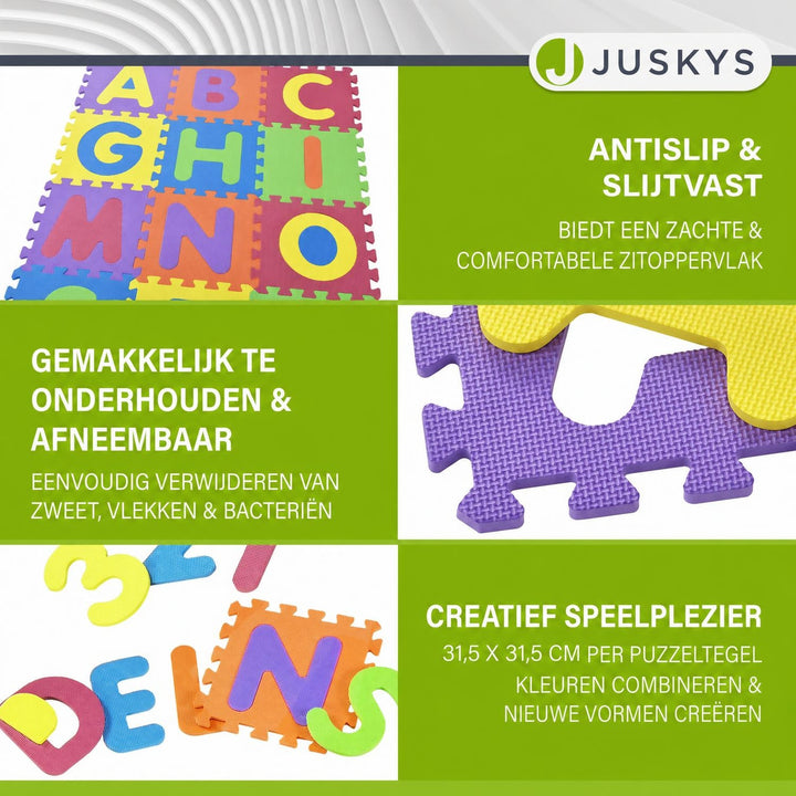 Puzzelmat Kim – 189x189 cm, 36 delen met letters en cijfers