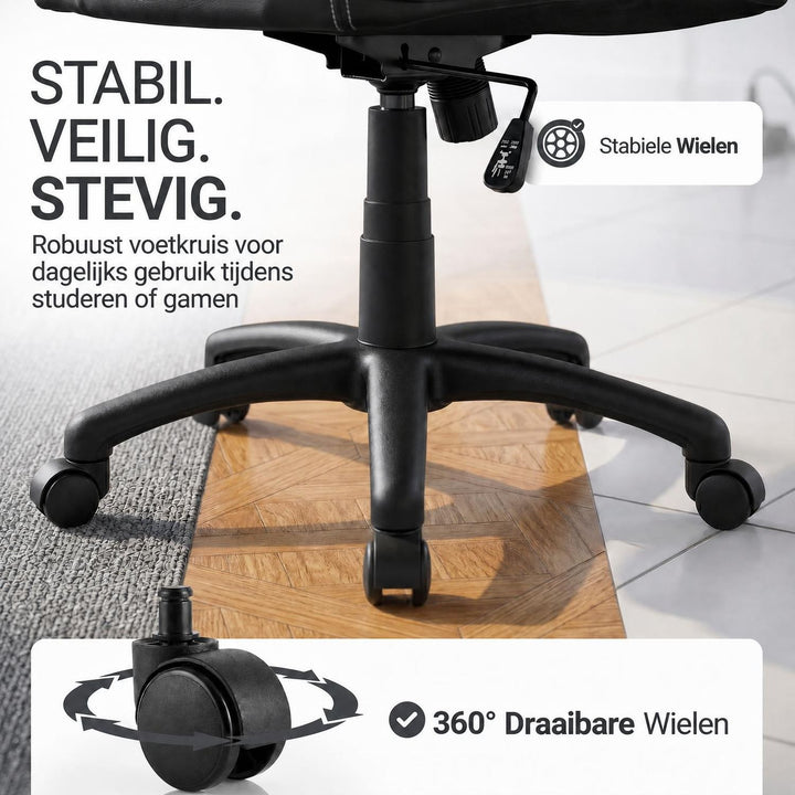 Bureaustoel Montreal in racingdesign – tot 120 kg, zwart
