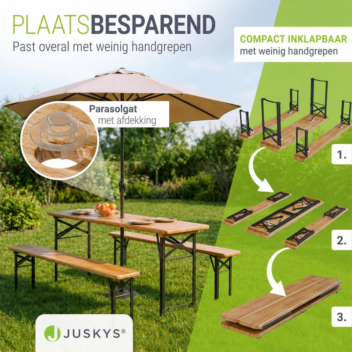 Biertafelset Bichl 170 cm – hout, voor 6 tot 8 personen