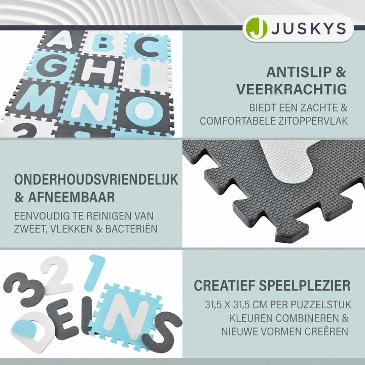 Puzzelmat Kim – 189x189 cm, 36 delen met letters en cijfers