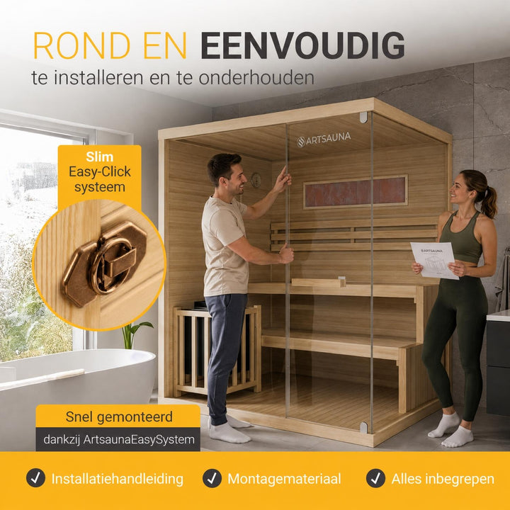 Finse sauna Vantaa – hemlockhout, met kachel en zoutstenen, naturel