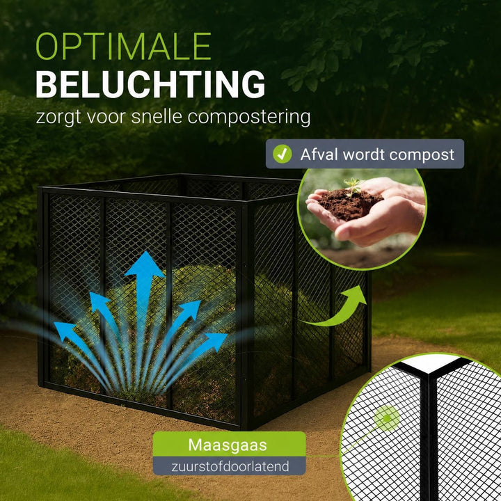 Metalen compostbak – 450 of 800 liter, voor tuin- en keukenafval