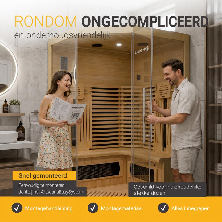 Infraroodcabine Malmö 140 – 3 personen, naturel hemlockhout