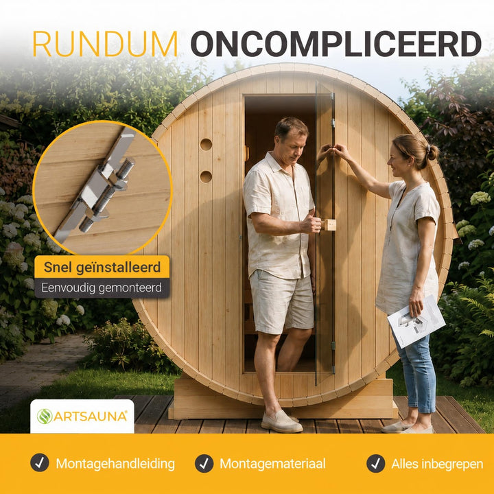 Barrelsauna Spitzbergen – vurenhout, inclusief saunakachel
