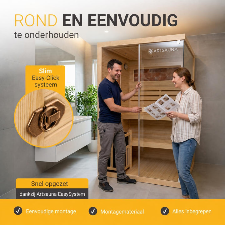 Finse sauna Vantaa – hemlockhout, met kachel en zoutstenen, naturel