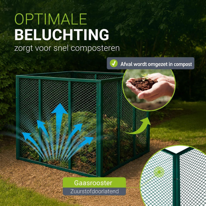 Metalen compostbak – 450 of 800 liter, voor tuin- en keukenafval