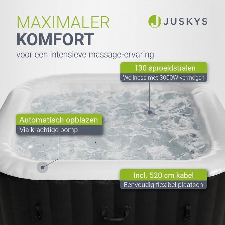 Opblaasbare spa vierkant – 4-6 personen, 185x185 cm, met led